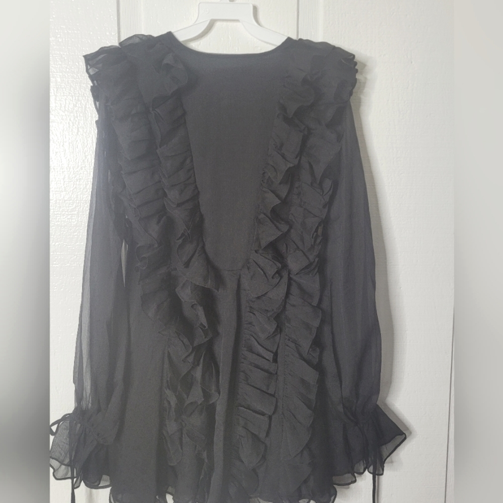 Endless Rose Dress Black Chiffon Ruffled Mini Women's Sz XS NWOT - Picture 7 of 8